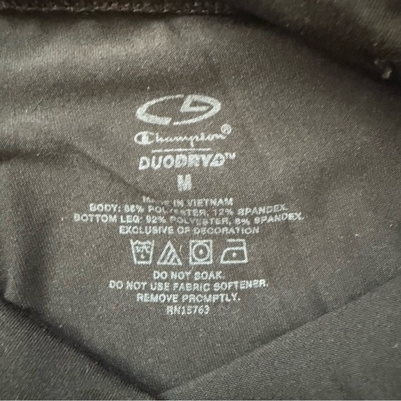 Champion Women’s Black Leggings with Purple-Pink Pattern and Gray Panels - Picture 4 of 4